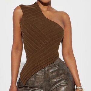 Fashion Nova Brown Ribbed Crop Top
